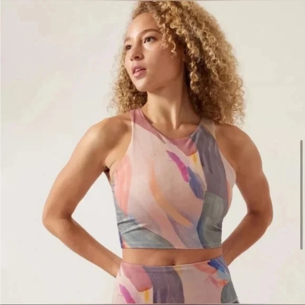 Athleta Conscious Crop Printed in Vibrance Orchid XS A-C
